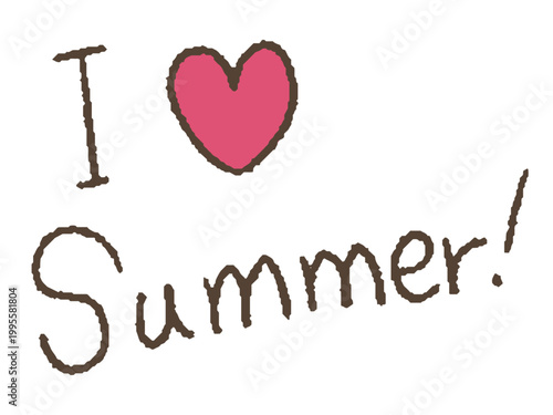 I love summerの文字、ピンク