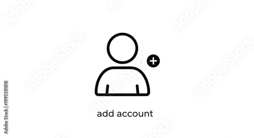 Simple black and white line icon depicting a person with a plus symbol and text below