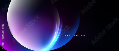 Abstract design features flowing curves, vibrant purple hues, dark background. Modern aesthetic, suitable for digital projects.
