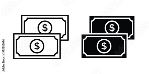 Dollar notes icon - Vector design set