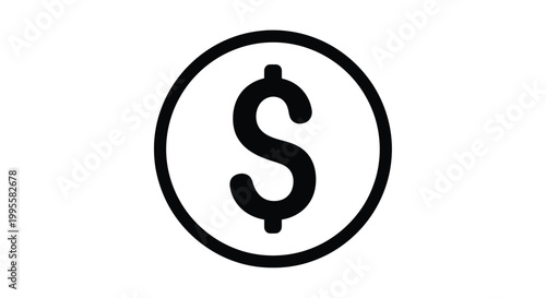 Canvas-taulu A simple black and white graphic illustration of a dollar sign enclosed within a