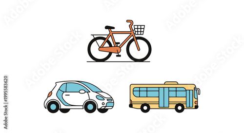 urban mobility Line art vector simple colorful shapes