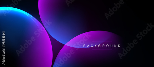Abstract gradients overlap, creating vibrant blue, purple hues. Dark background emphasizes smooth transitions, modern design elements.