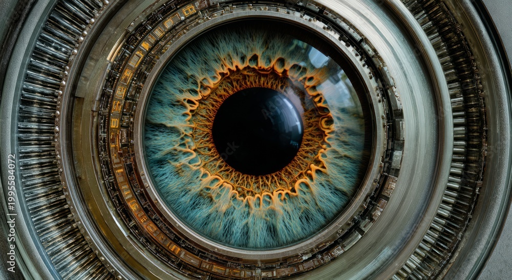 Fototapeta premium Close-up of a futuristic mechanical eye