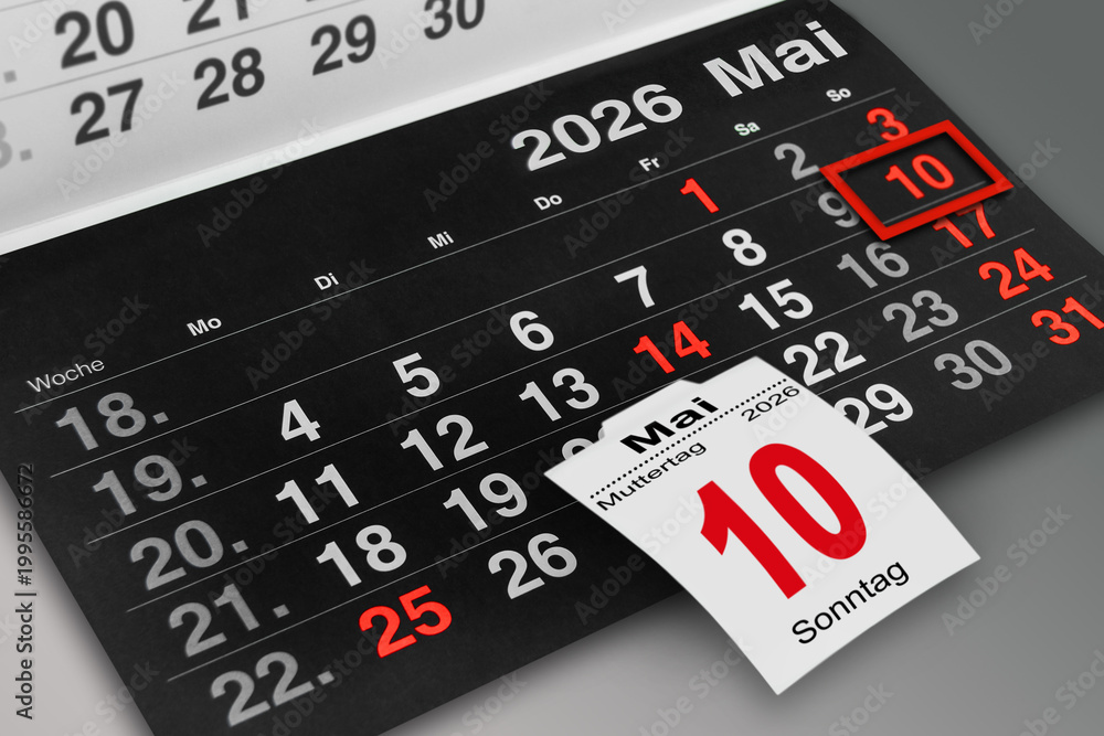 Obraz premium Deutscher Kalender 10. Mai 2026 Muttertag