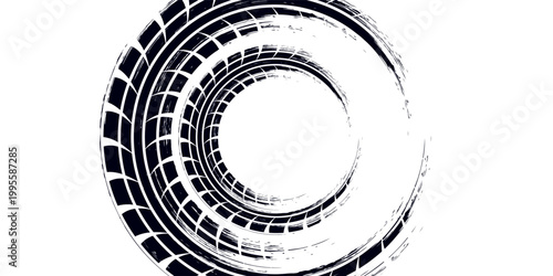 Black and blue tire track vector illustration car, motorcycle, and truck tire marks vehicle wheel trails with grunge effect for graphic design