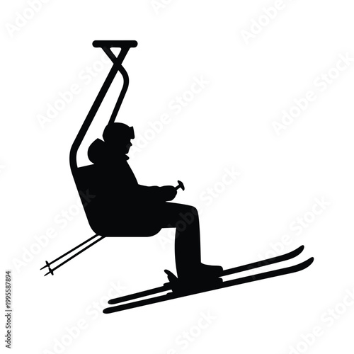 Skier Silhouette Vector – Winter Sports Action Athlete SVG PNG EPS Clipart