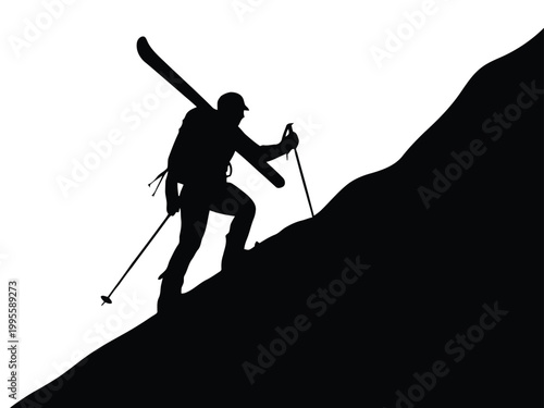 Skier Silhouette Vector – Winter Sports Action Athlete SVG PNG EPS Clipart