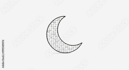 Crescent Moon icon in a sketchy style, symbolizing nighttime and celestial bodies