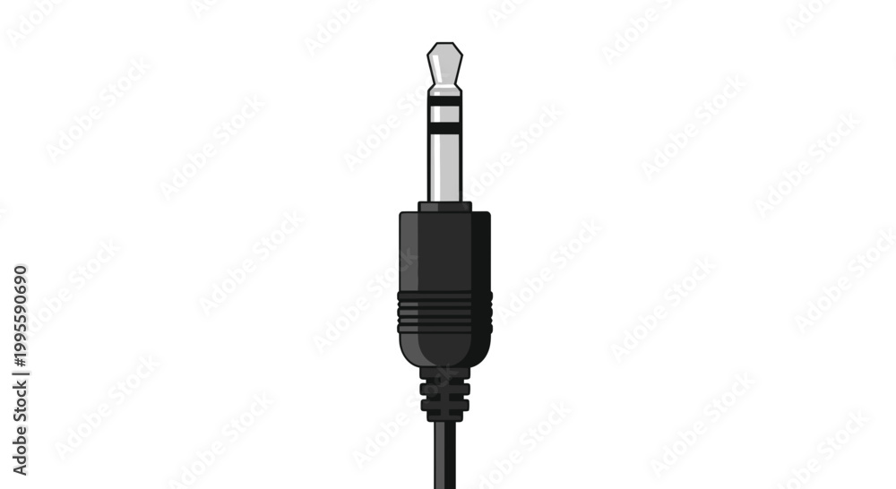 Obraz premium 3.5mm audio jack plug, close-up studio shot, isolated on white background, technology concept