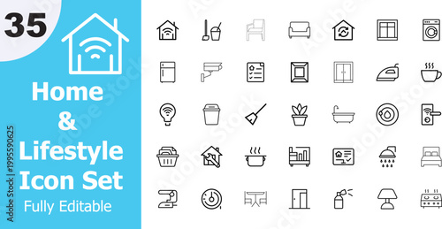 Home and lifestyle icon set a collection of fully editable vector graphics