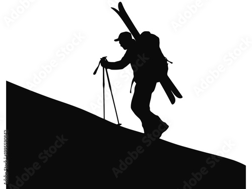 Skier Silhouette Vector – Winter Sports Action Athlete SVG PNG EPS Clipart