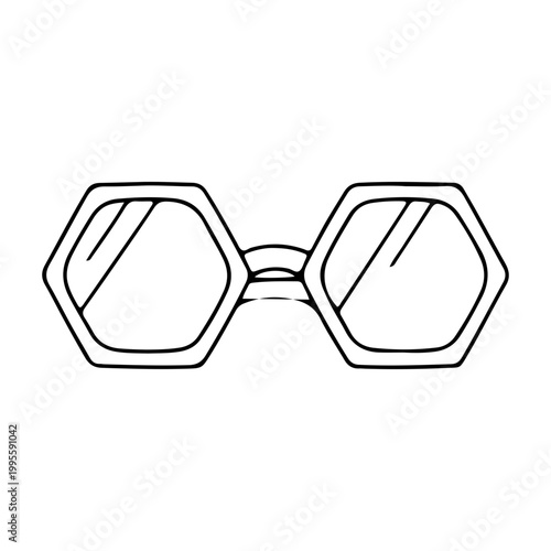 Hand Drawn Hexagonal Sunglasses Illustration Sketch