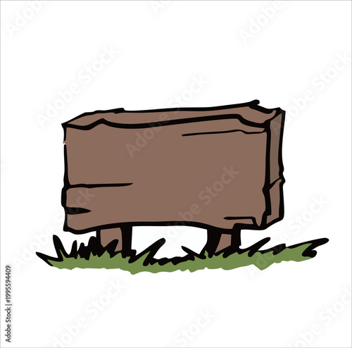 Watercolor illustration set of wood texture, wooden planks or direction pointer signpost, grass, pole, sign holder, wood cuts isolated.