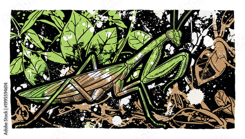 Praying Mantis Insect Art