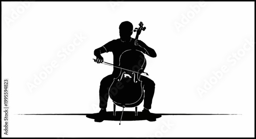A musician plays a cello in a serene and peaceful atmosphere