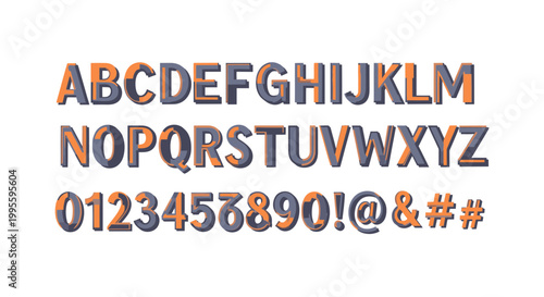 Alphabet and Numbers Typography, Uppercase Letters and Digits, Graphic Design Element