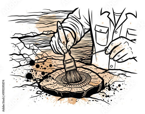 Fossil Excavation with Brush
