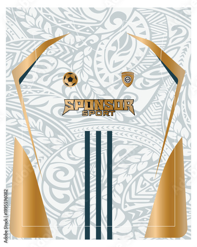 Soccer jersey design with abstract pattern and sponsor logo, football kit