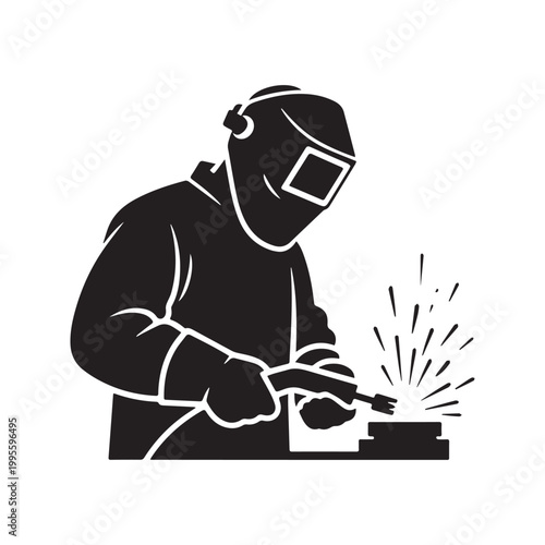  Professional Welder Silhouette Logo Design.