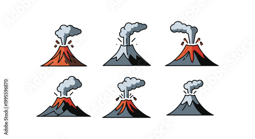 Volcanic Mountain Line art creative abstract color vector