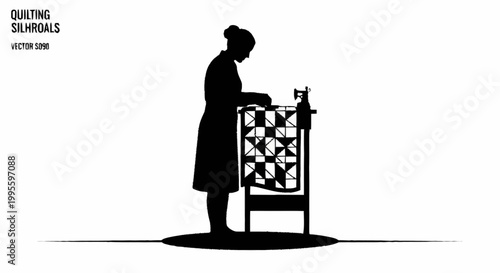 A woman quilting on a sewing machine in a peaceful setting