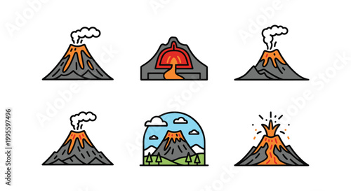 Volcanic Mountain Line art creative minimal shapes illustration
