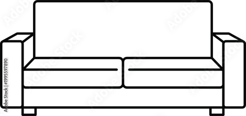 Modern sofa outline illustration featuring comfortable living room furniture with cushioned seating and minimalist home interior design vector