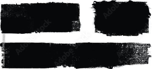 Grunge Paint stripe . Vector brush Stroke . Distressed banner . Black isolated paintbrush collection . Modern Textured shape . Dry border in Black
