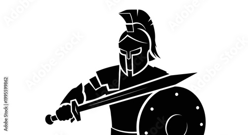 Spartan Warrior Holding Sword.