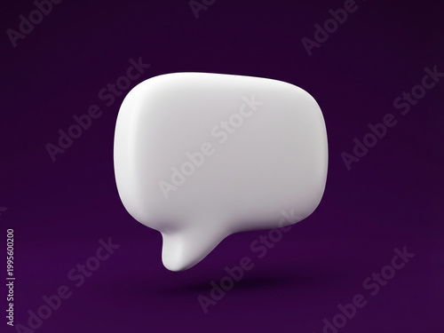 3D white speech bubble on a purple background