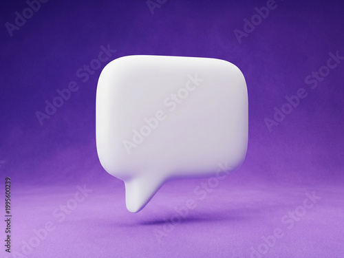 3D white speech bubble on a purple background