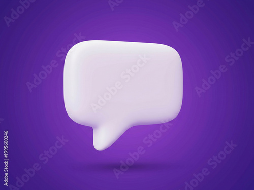 3D white speech bubble on a purple background