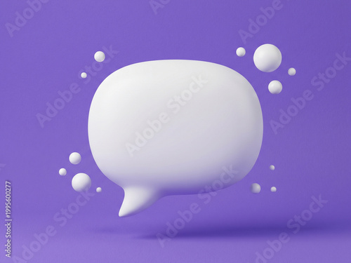 3D white speech bubble on a purple background