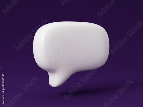 3D white speech bubble on a purple background