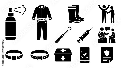 Tick Protection and Prevention Silhouette Set – Outdoor Safety and Bite Prevention Icons