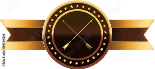 Golden medal with ribbon