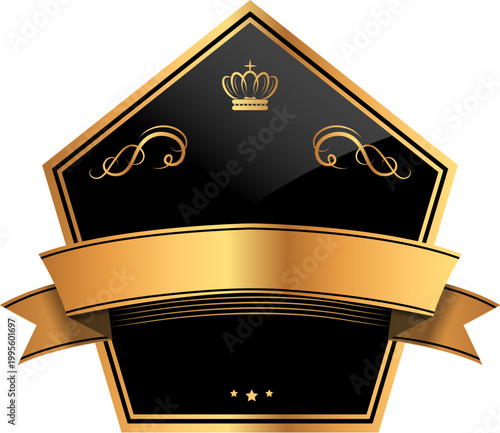 Black pentagon label