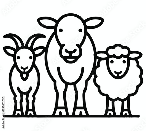 Qurbani Animals Trio Silhouette of Goat Cow and Sheep for Eid al-Adha