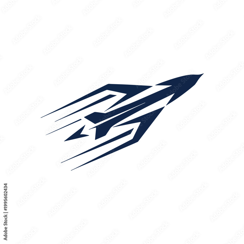 Fototapeta premium Minimalist Jet Plane Logo Icon Navy Jet Plane Icon Speed Lines