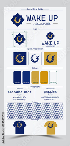 Wake Up Associates' logo design and brand style guide design