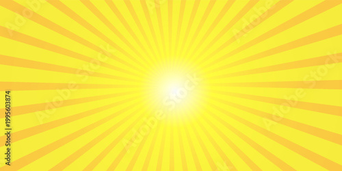 Orange Sunburst Pattern with yellow Background. Rays. Radial. Summer Banner.