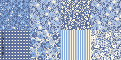 Patchwork Floral pattern.  Ladies textiles wrapping paper. Banner, Greeting Card, Valentines cards, Postcard, Packaging, Textile Print
