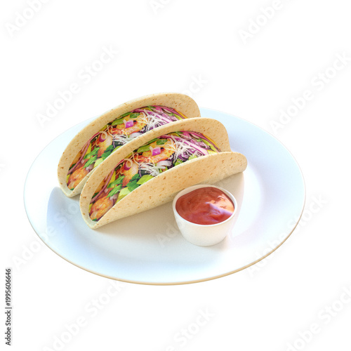 Delicious tacos on a plate with sauce