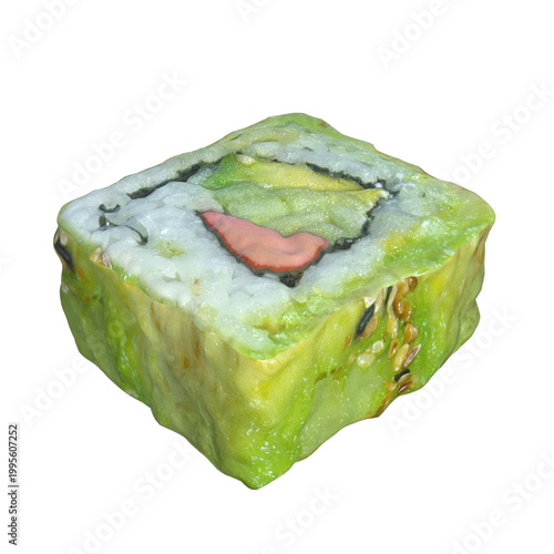 Delicious green sushi roll with salmon and avocado