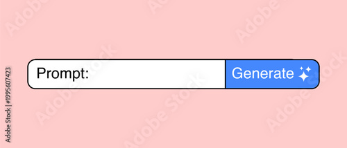 AI Search Bar and Generate Button Vector Design; Artificial Intelligence Prompt Input Field Interface for Content Creation and Software Apps