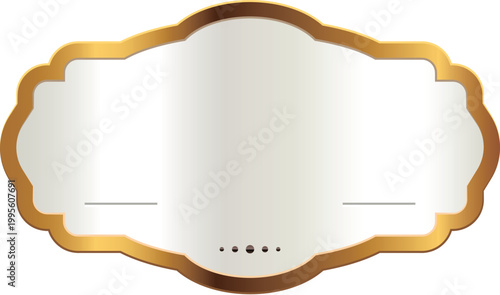 Pearl white label with golden frame