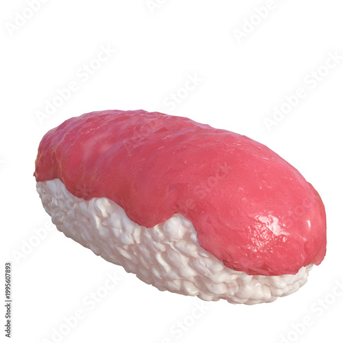 Raw Tuna Nigiri Sushi on White Background