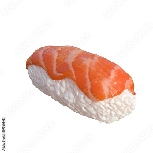 Delicious Salmon Sushi on White Background