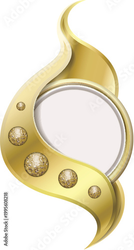 Golden badge brooch with jewelry